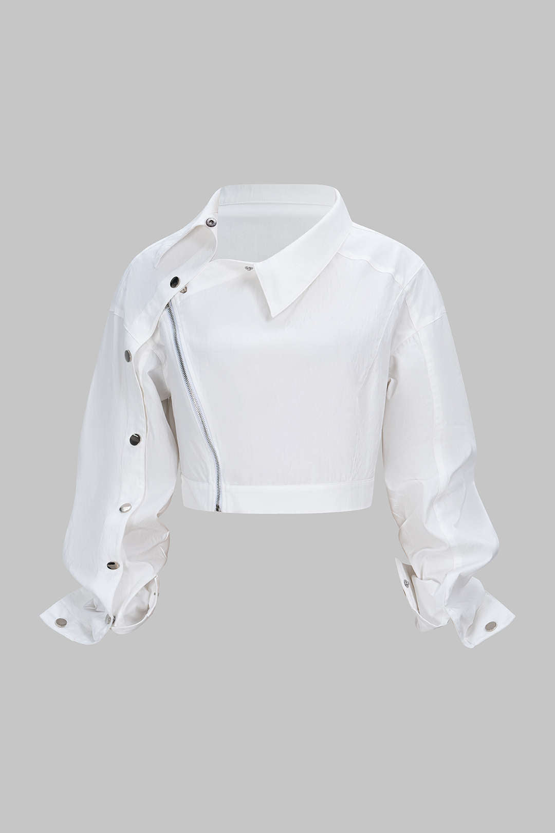 Asymmetrisches Langarmshirt mit Reißverschluss