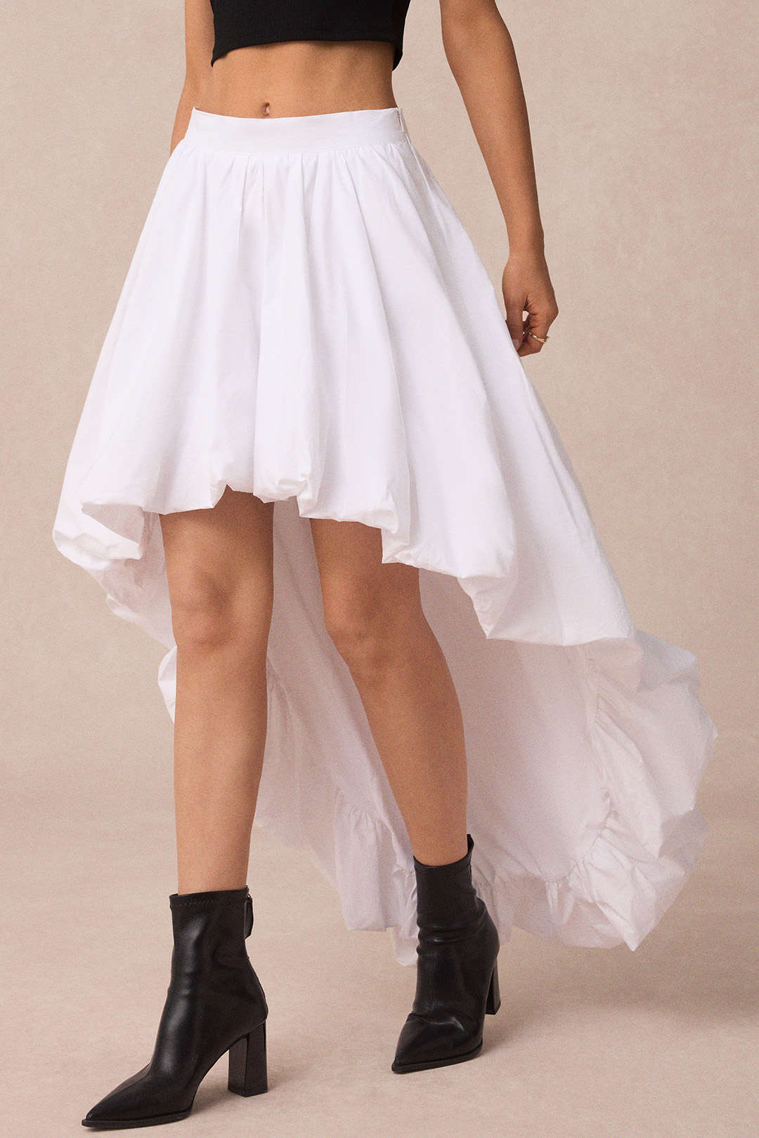 Irregular Hem Ruched Skirt