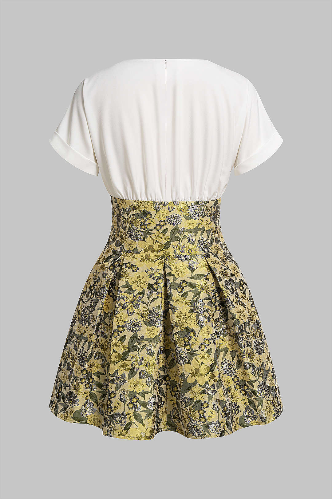 Ärmelloses Mini-Kleid aus Jacquard-Patchwork mit Blumenmuster