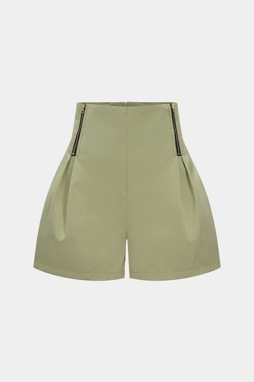 Short taille haute froncé avec fermeture éclair
