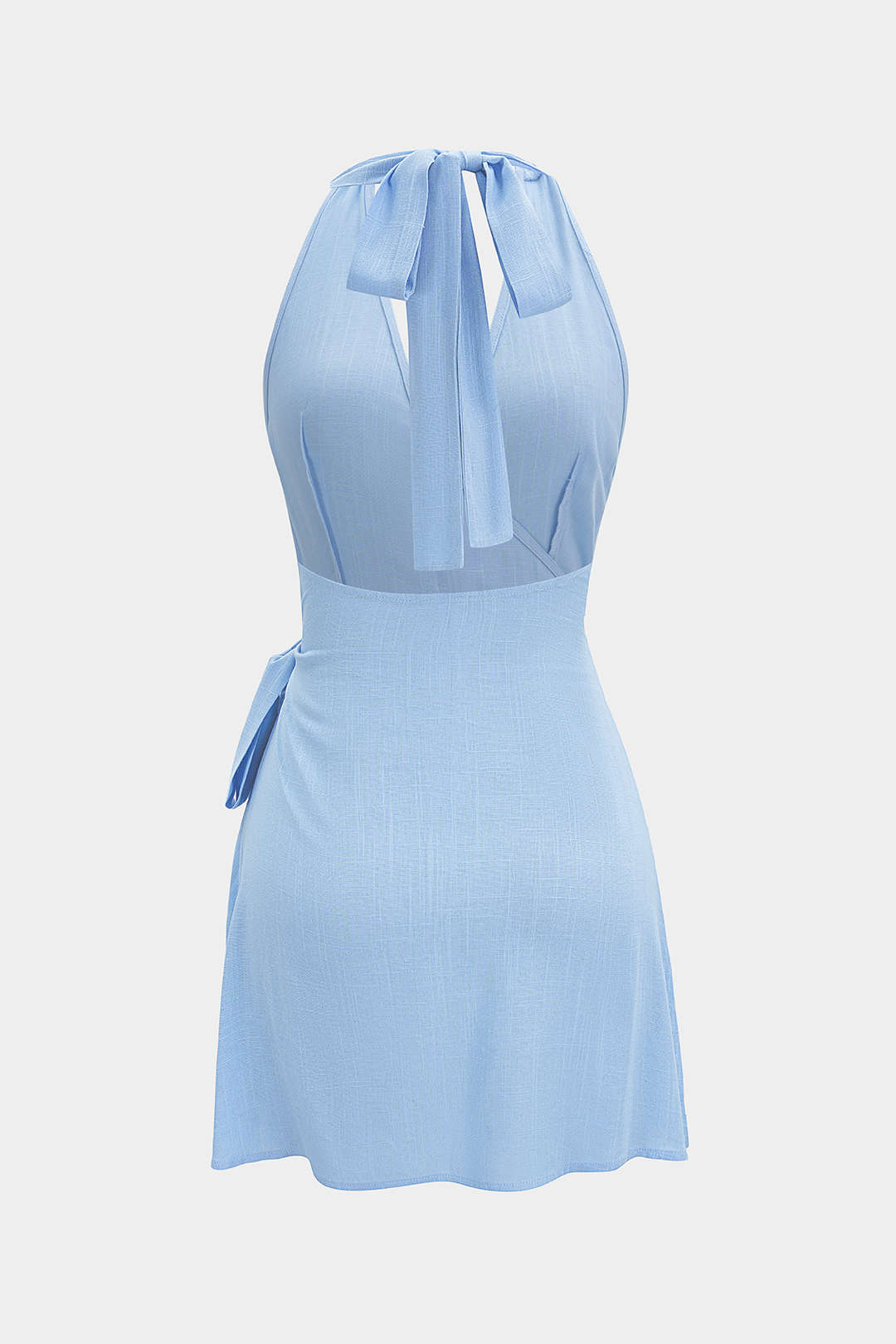 Robe courte sans manches dos nu à col en V et liens.