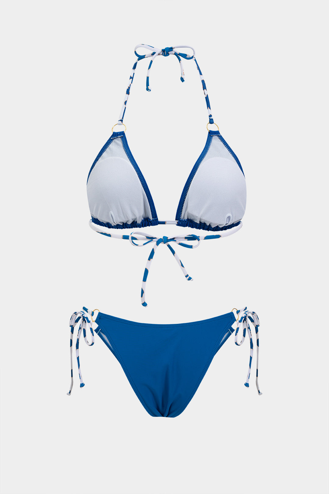 Kontrastierendes Neckholder-Bikini-Set zum Binden