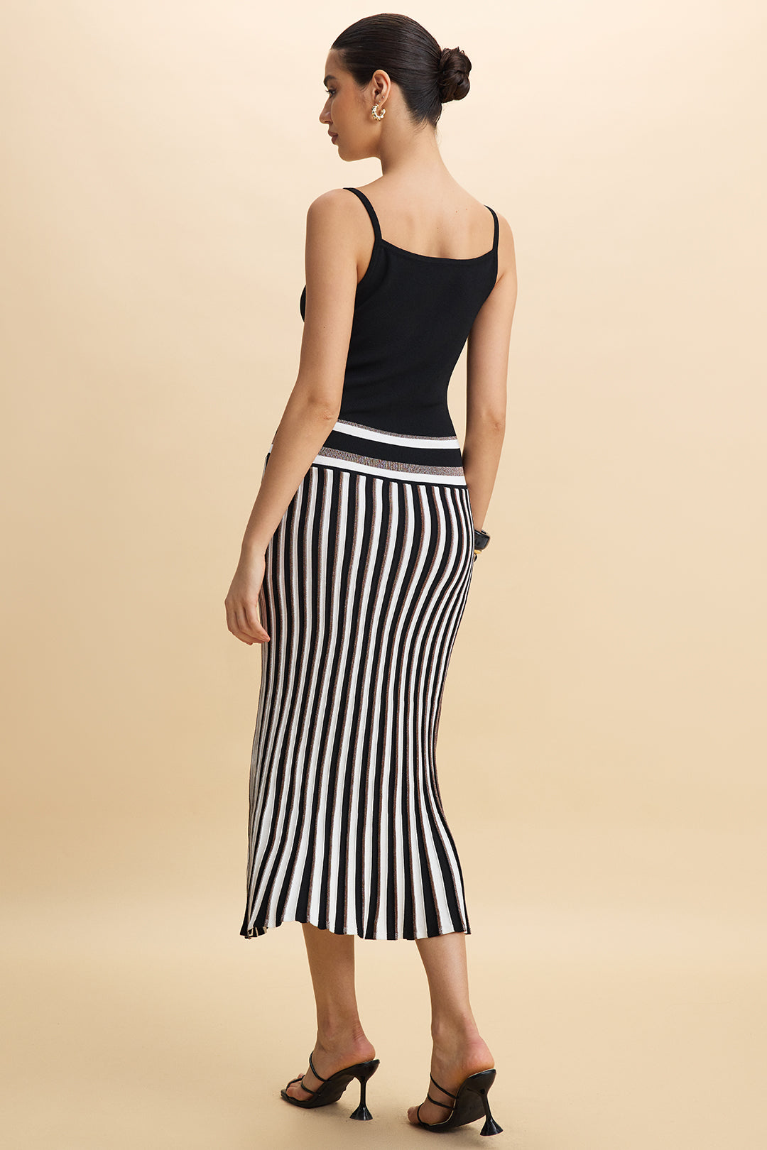 Knit Contrast Slip Sleeveless Midi Dress