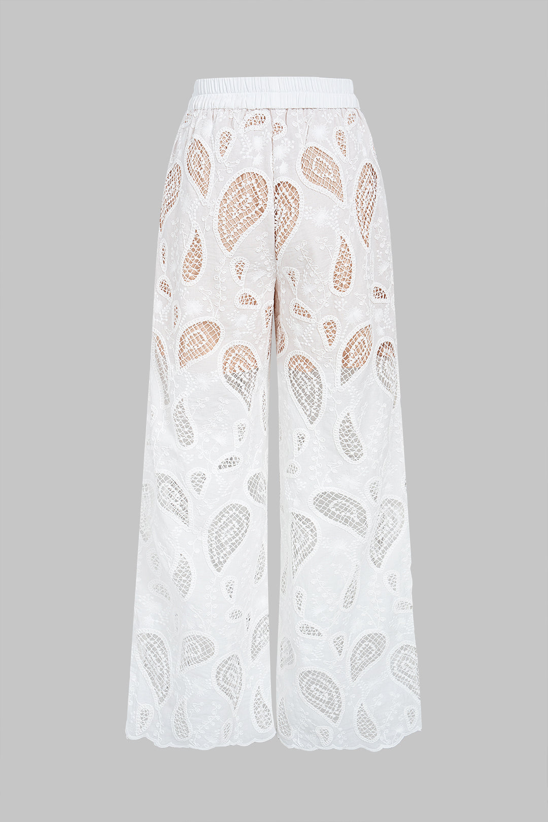 Bestickte Hose mit geradem Bein und Aussparungen