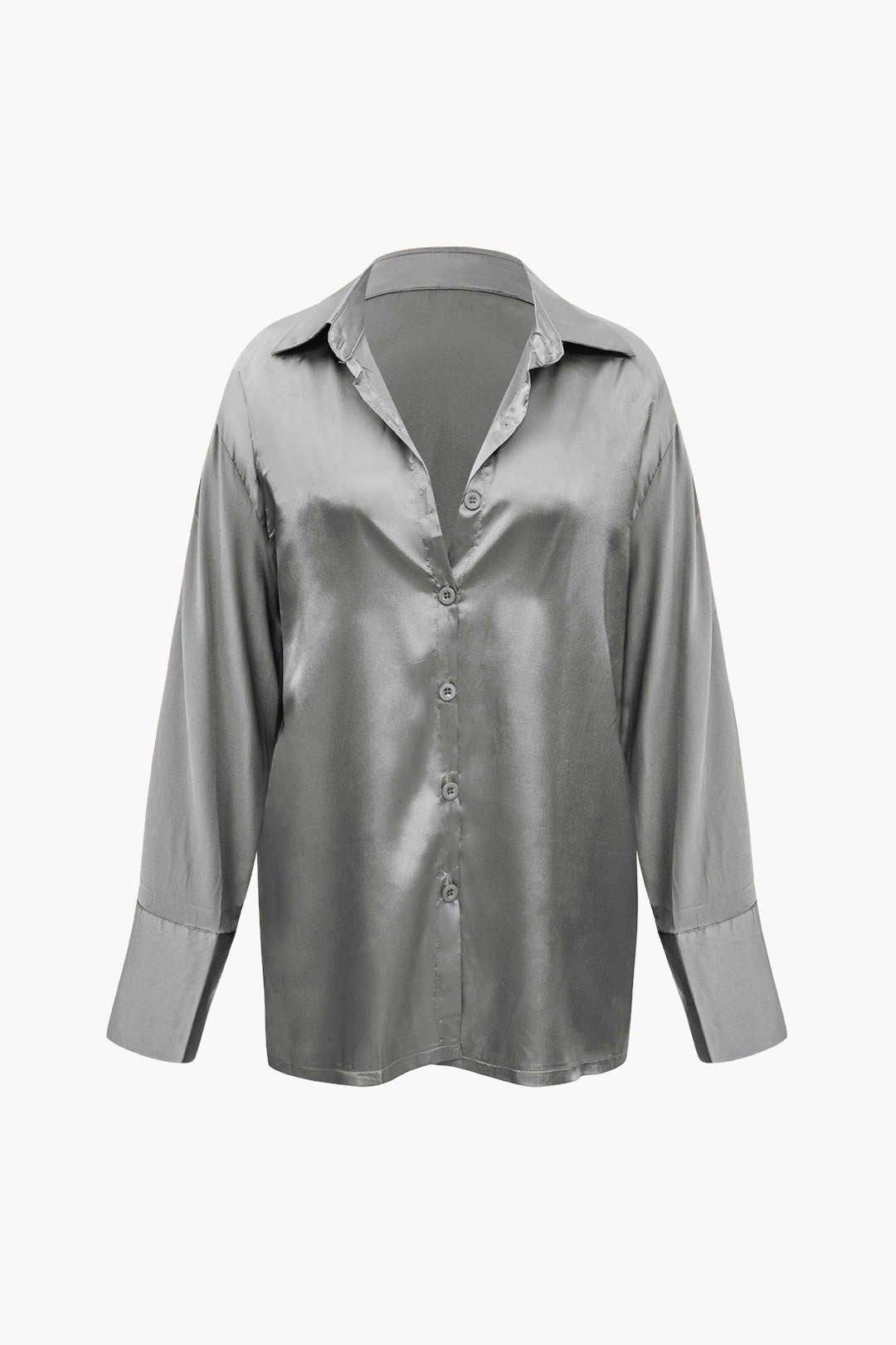 Ensemble chemise à manches longues boutonnée en satin et pantalon