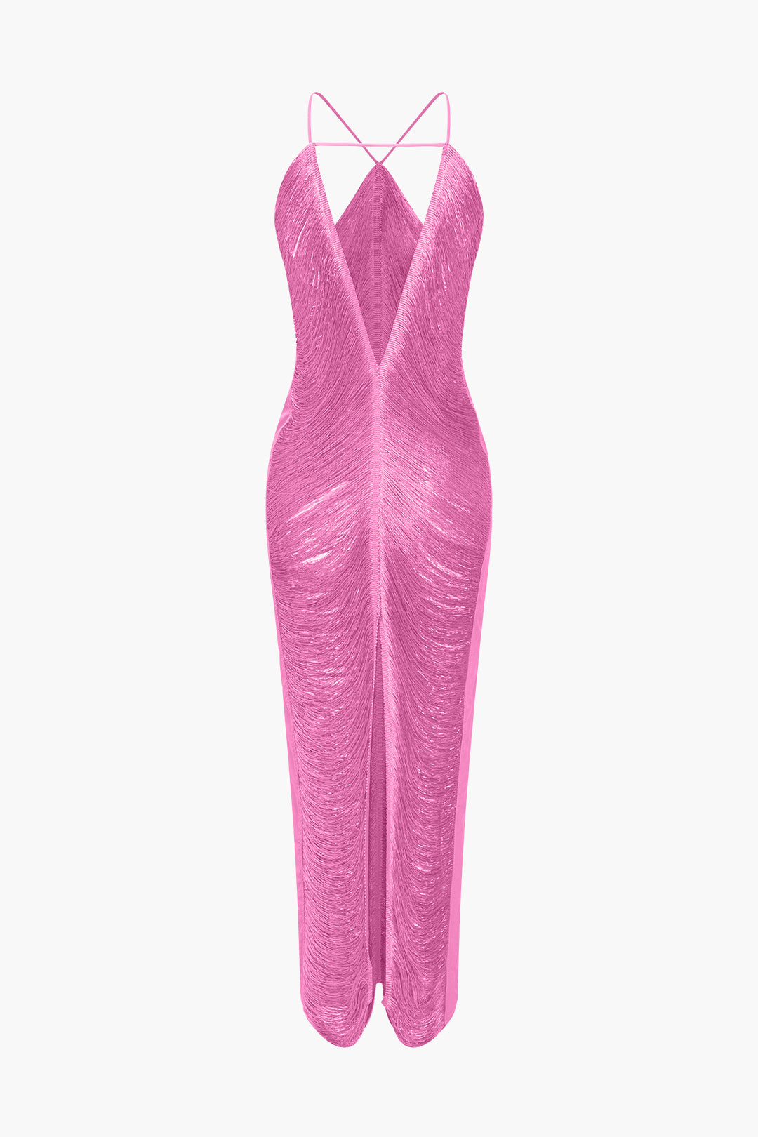 Robe mi-longue unie avec découpes et fente