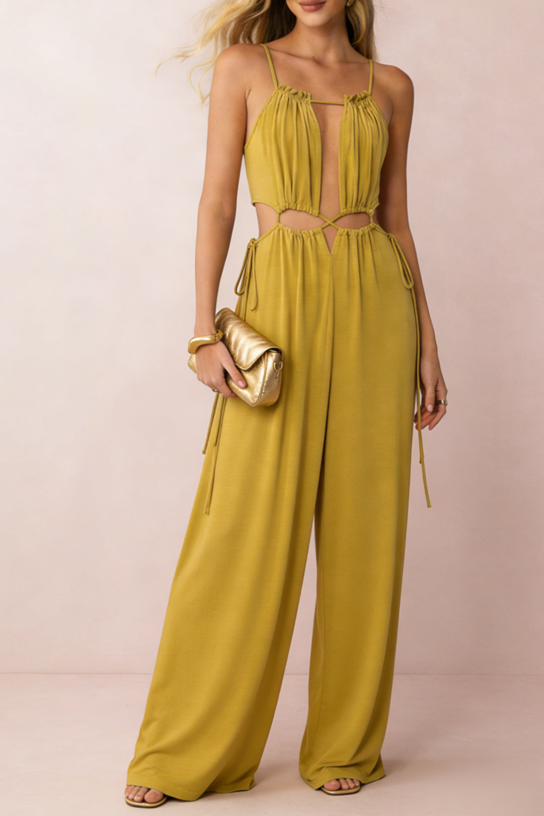 Overall mit Bindedetail vorne, Kordelzug und Cut-Outs, ärmellos