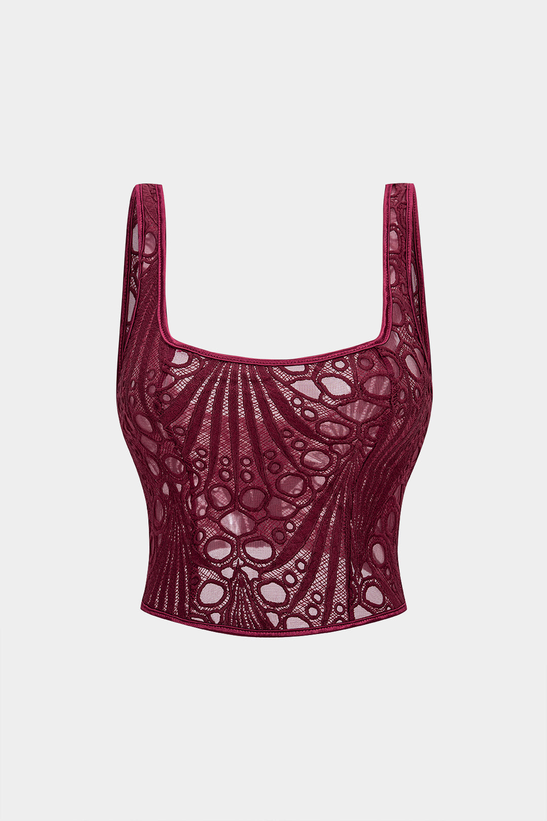 Cami-Top mit Stickerei, Reißverschluss und eckigem Ausschnitt