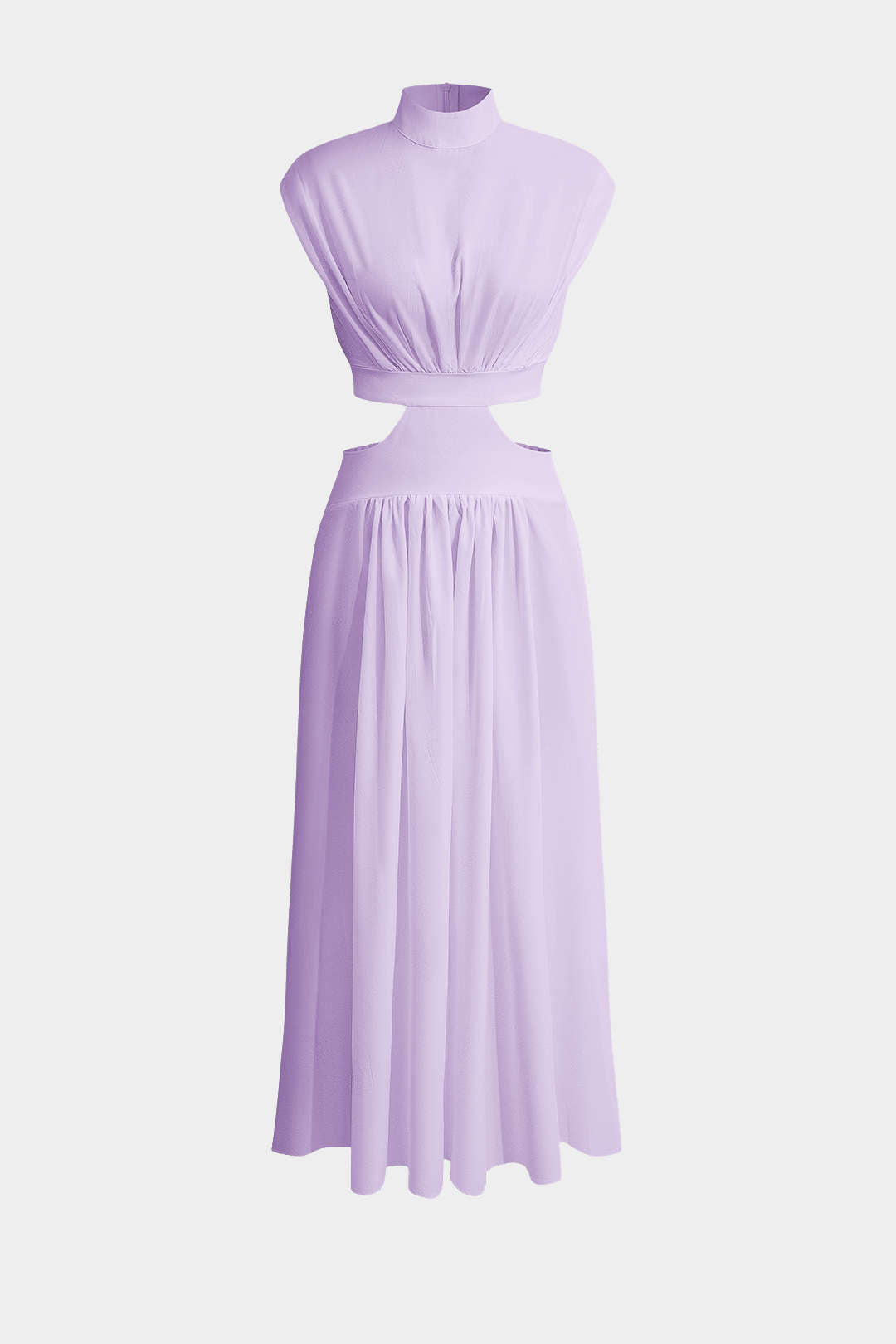 Mock Neck Cut Out Ruched Maxi Dress