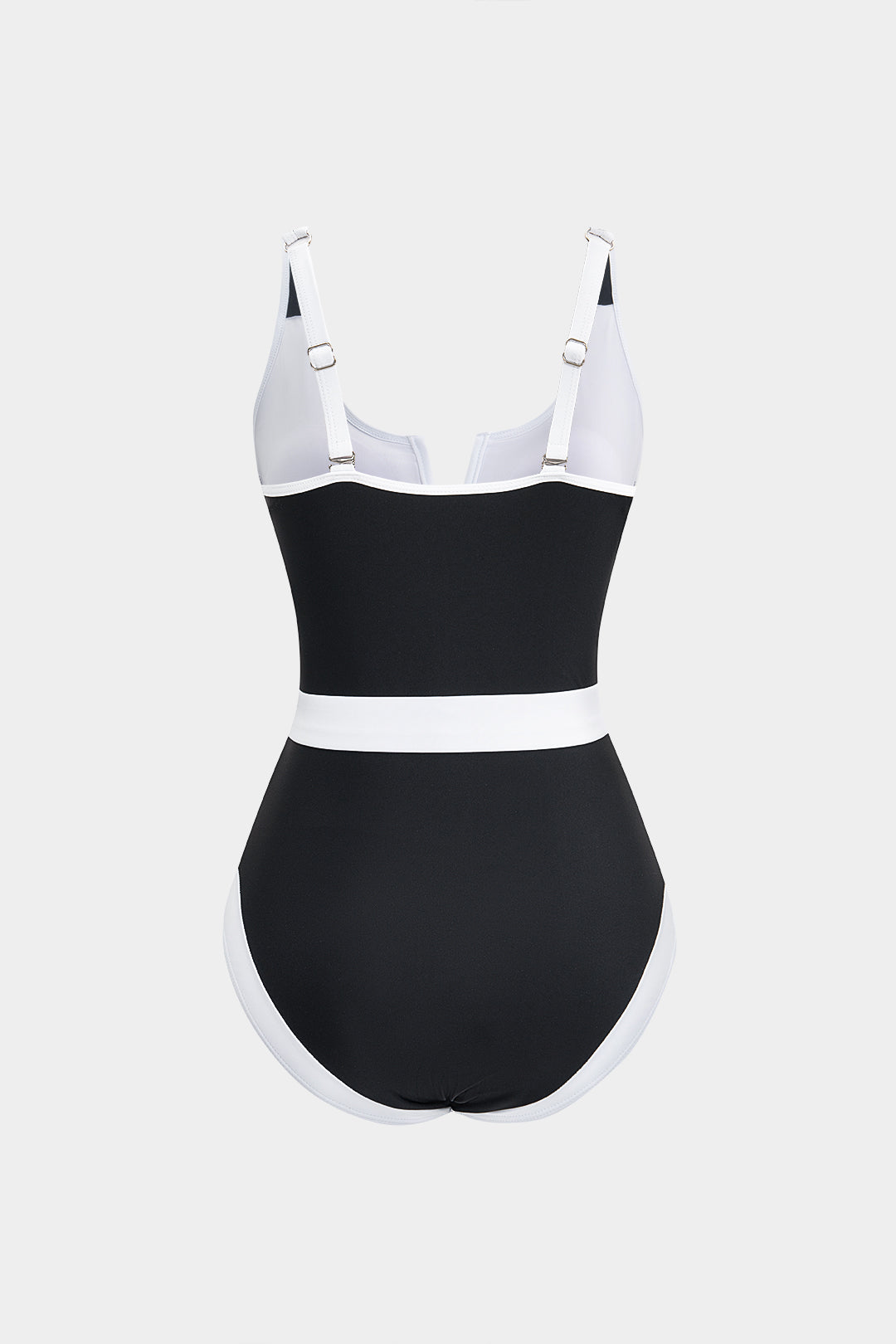 Contrast V-Neck Belted Sleeveless Bodysuit
