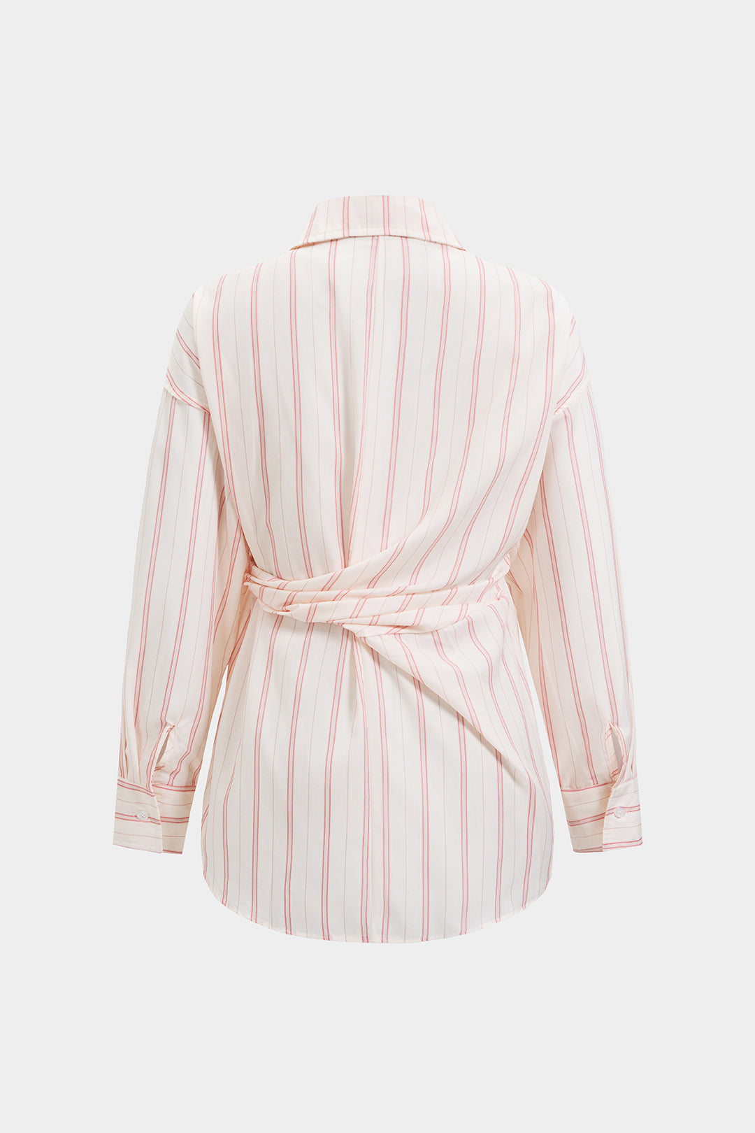 Chemise à manches longues boutonnée à nouer à imprimé rayures
