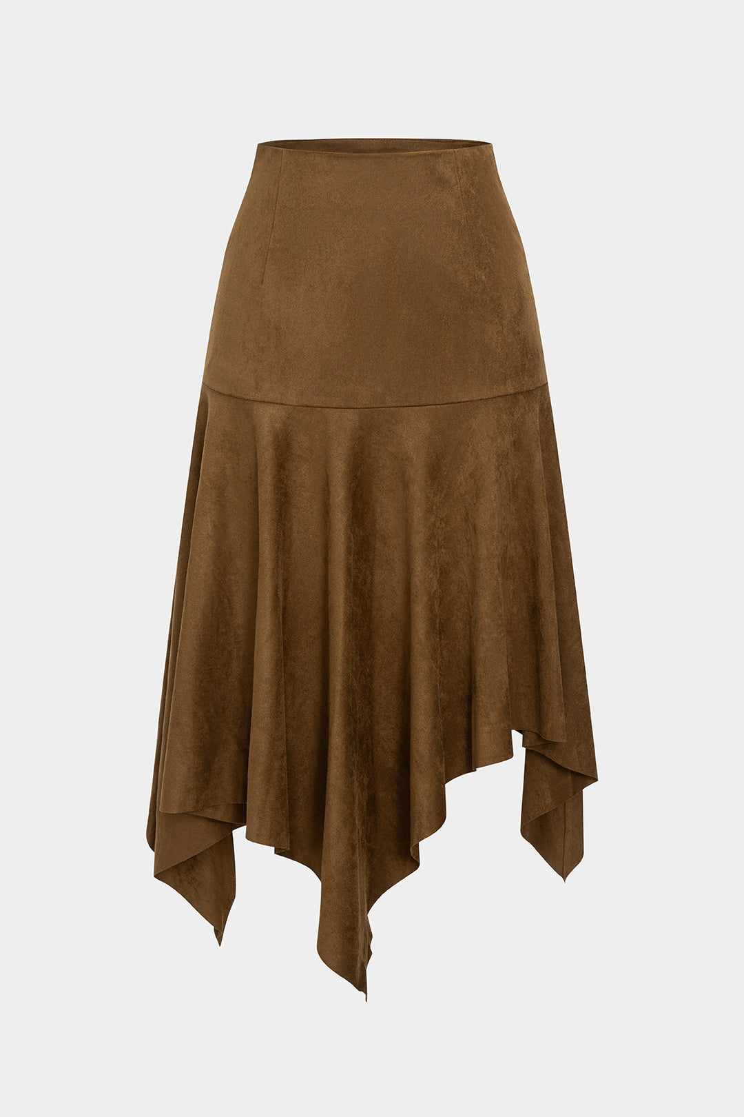 Suede Irregular Hem High Waist Skirt
