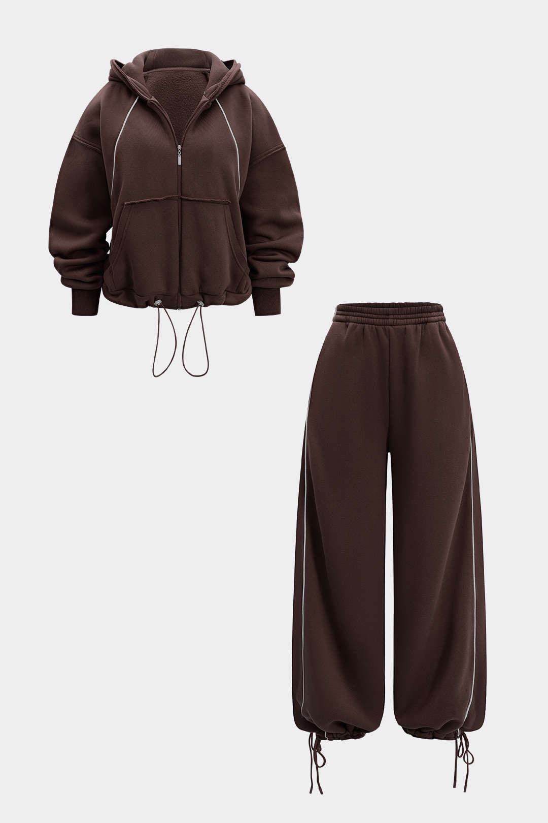 Kapuzenpullover mit Reißverschluss und Kordelzug sowie Hose mit geradem Bein zum Binden
