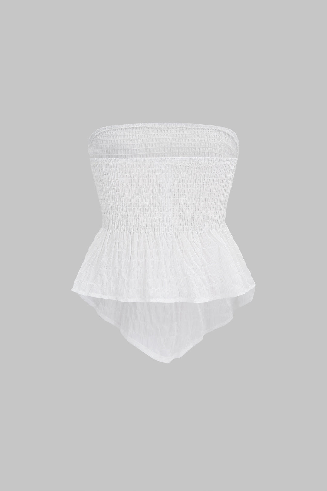 Solid Smocked Ruched Hem Tube Top