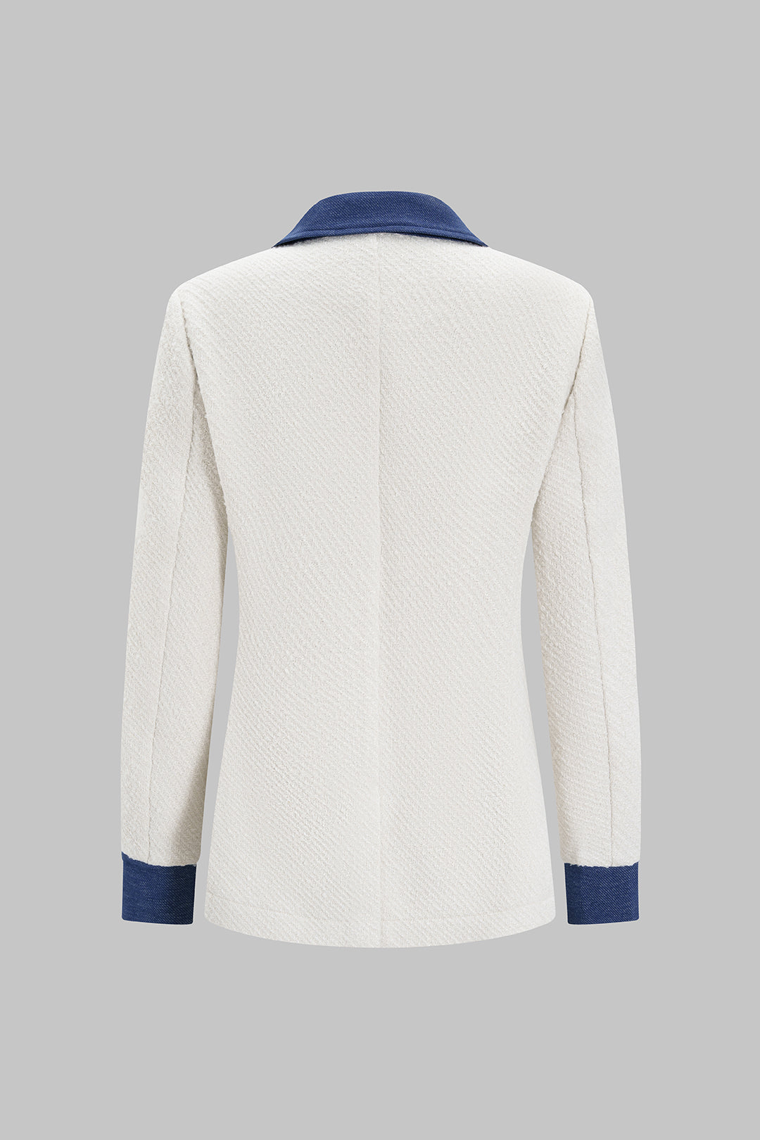 Denim-Patchwork-Blazer mit Knöpfen