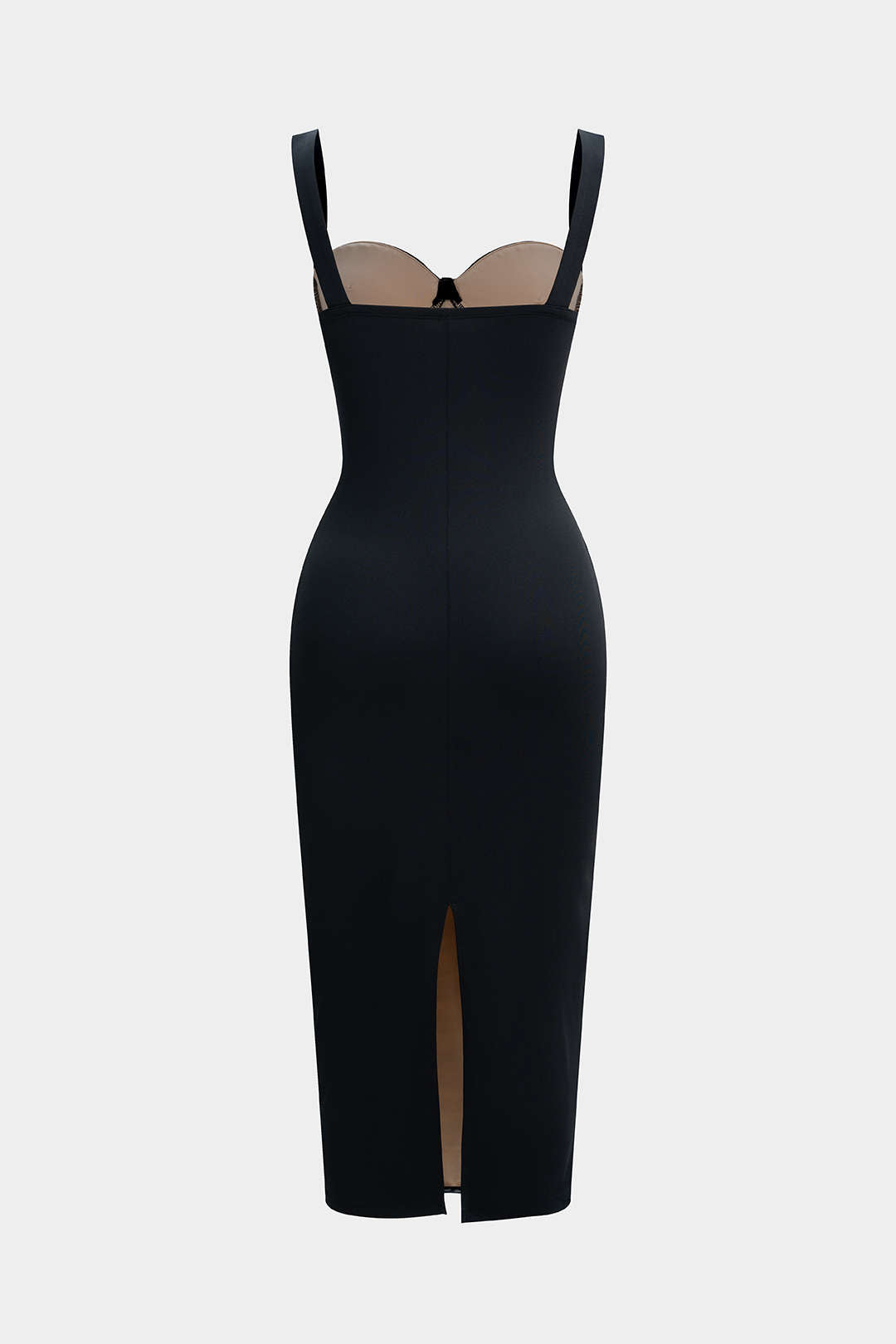 Ärmelloses Midikleid aus transparentem Netzstoff mit gerafftem Bustier