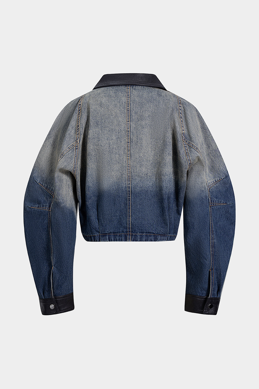 Denim-Kunstleder-Patchwork-Oberbekleidung