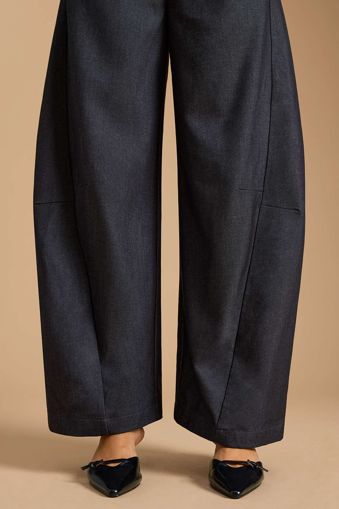 Zipper Belted Wide Leg Trousers
