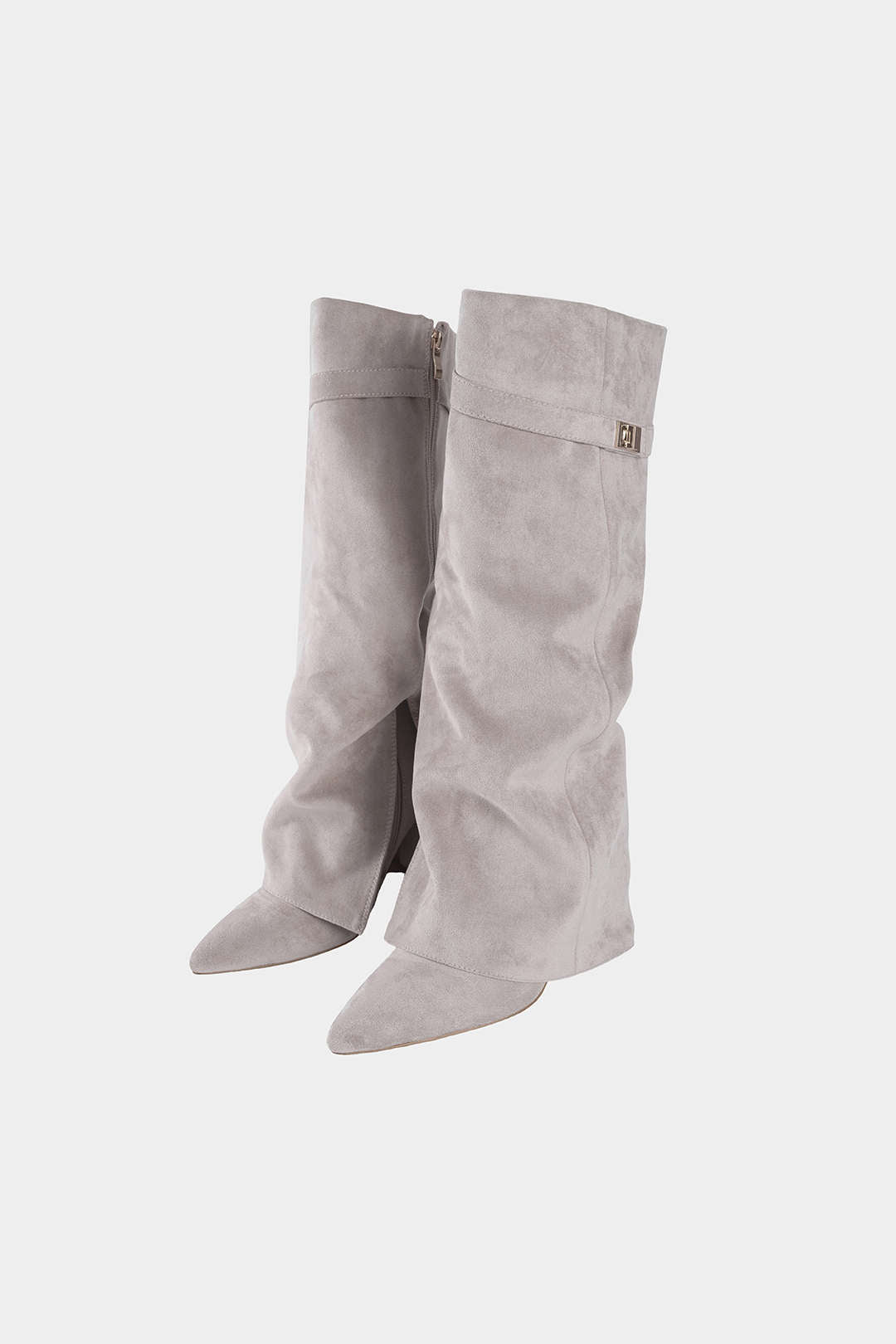 Geraffte spitz zulaufende Kniehohe Stiefel aus Leder
