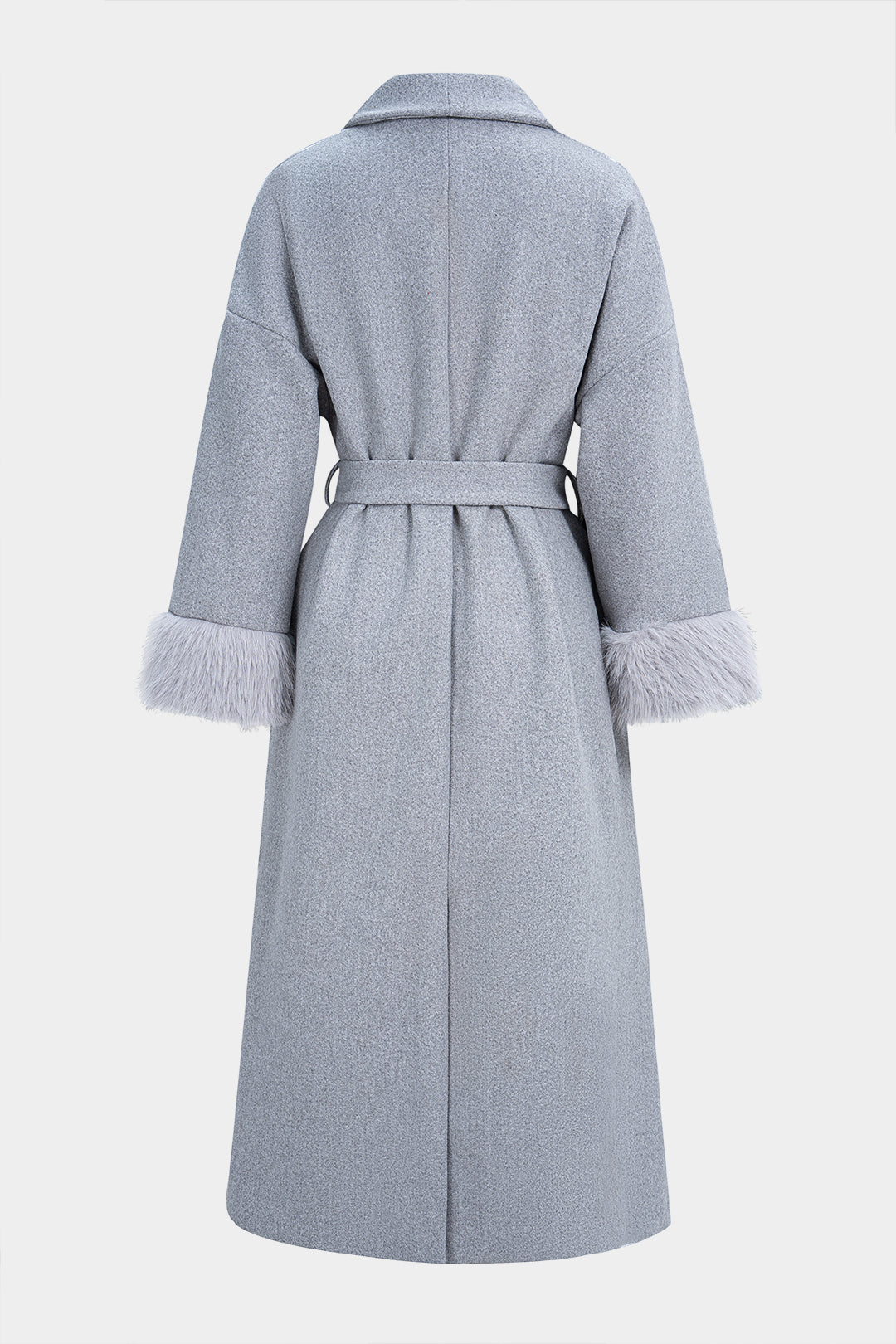 Manteau long en laine à nouer, ouvert sur le devant