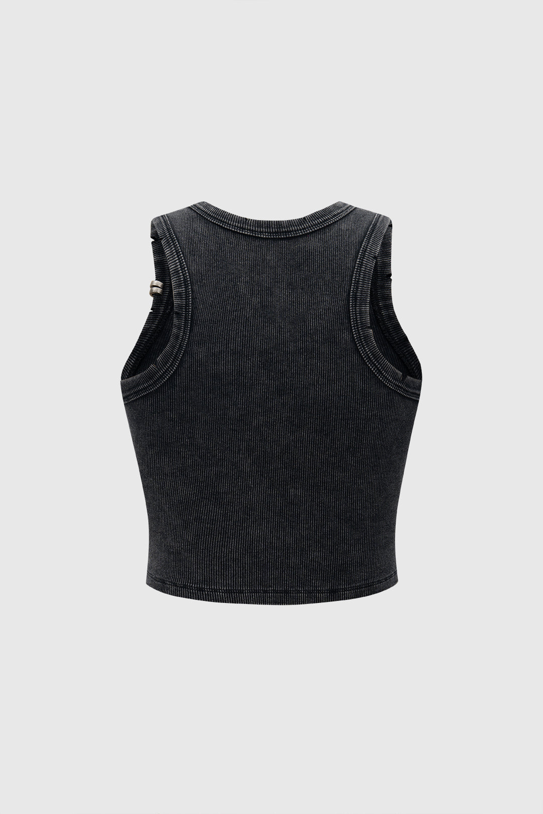 Rundhals-Tanktop mit Metallic-Dekor und Rissen