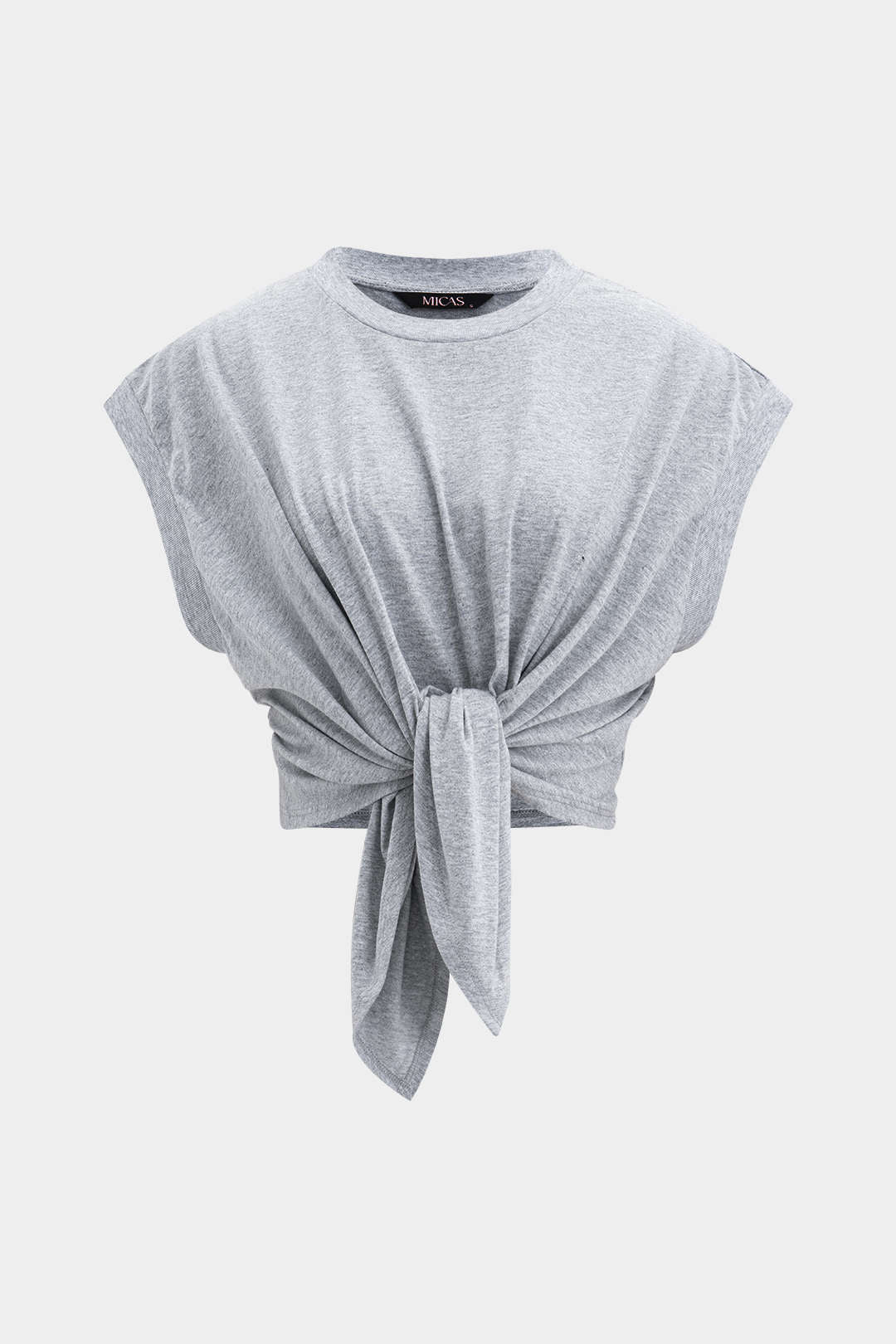 Solid Ruched Tie Front T-Shirt