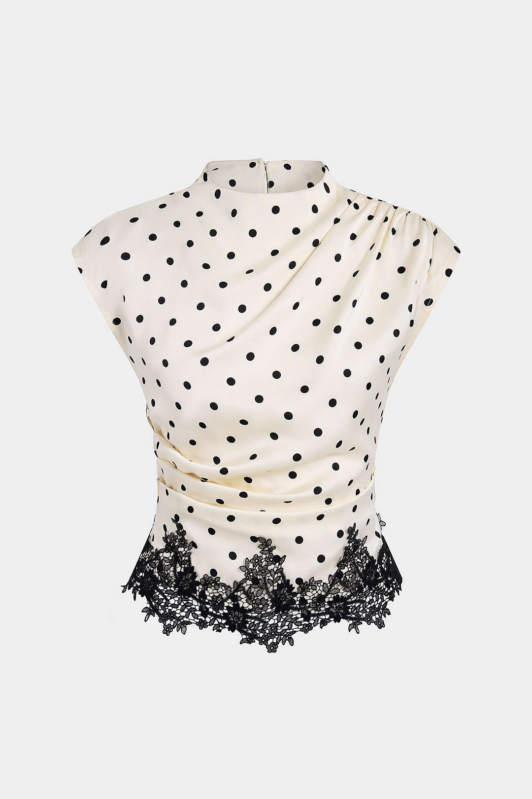 Chemise à volants en dentelle patchwork imprimée à pois