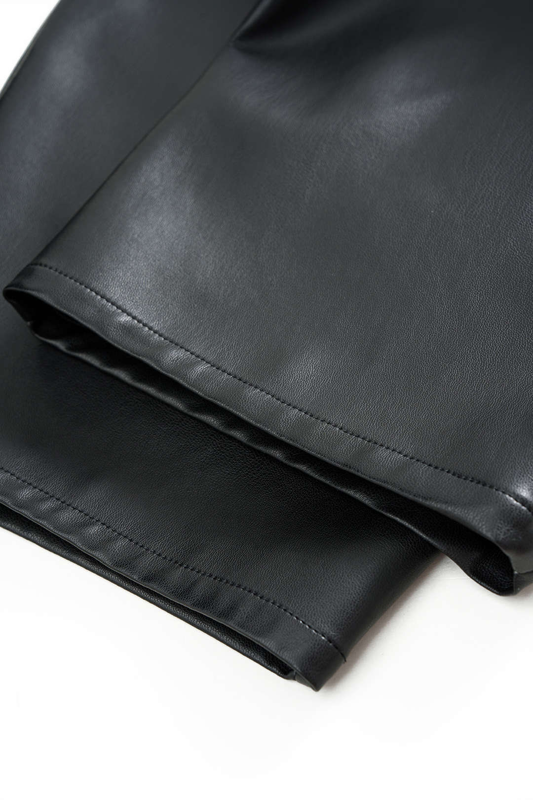 Kunstleder geflochtene High-Waist-Barrel-Hose mit Gürtel