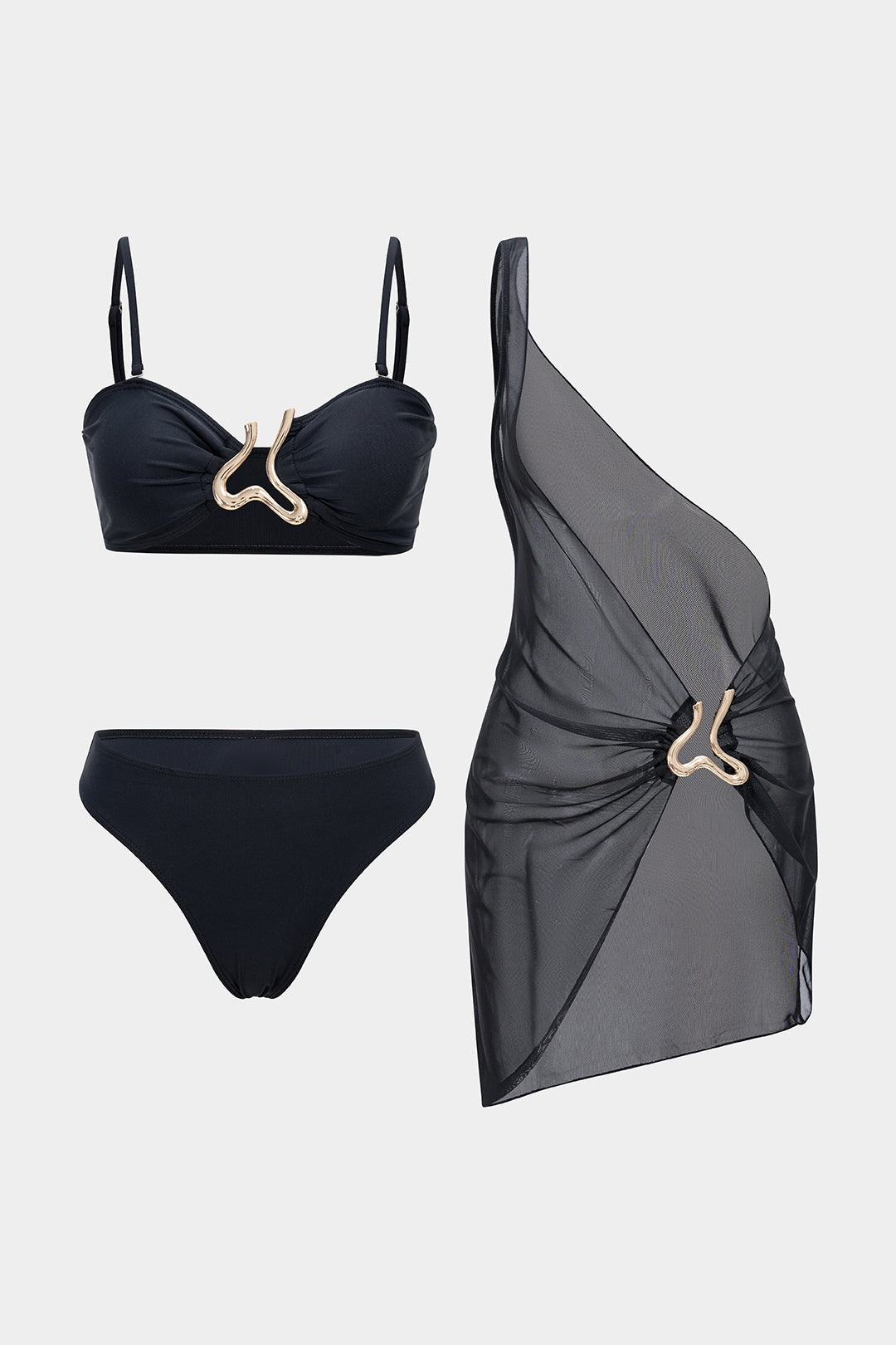 Metallic Asymmetrical Bikini Set