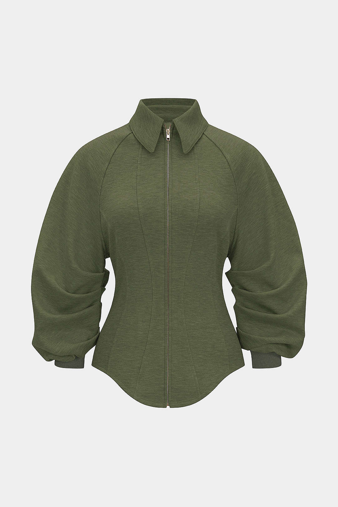 Sweatshirt mit geraffter Taille und Reißverschluss
