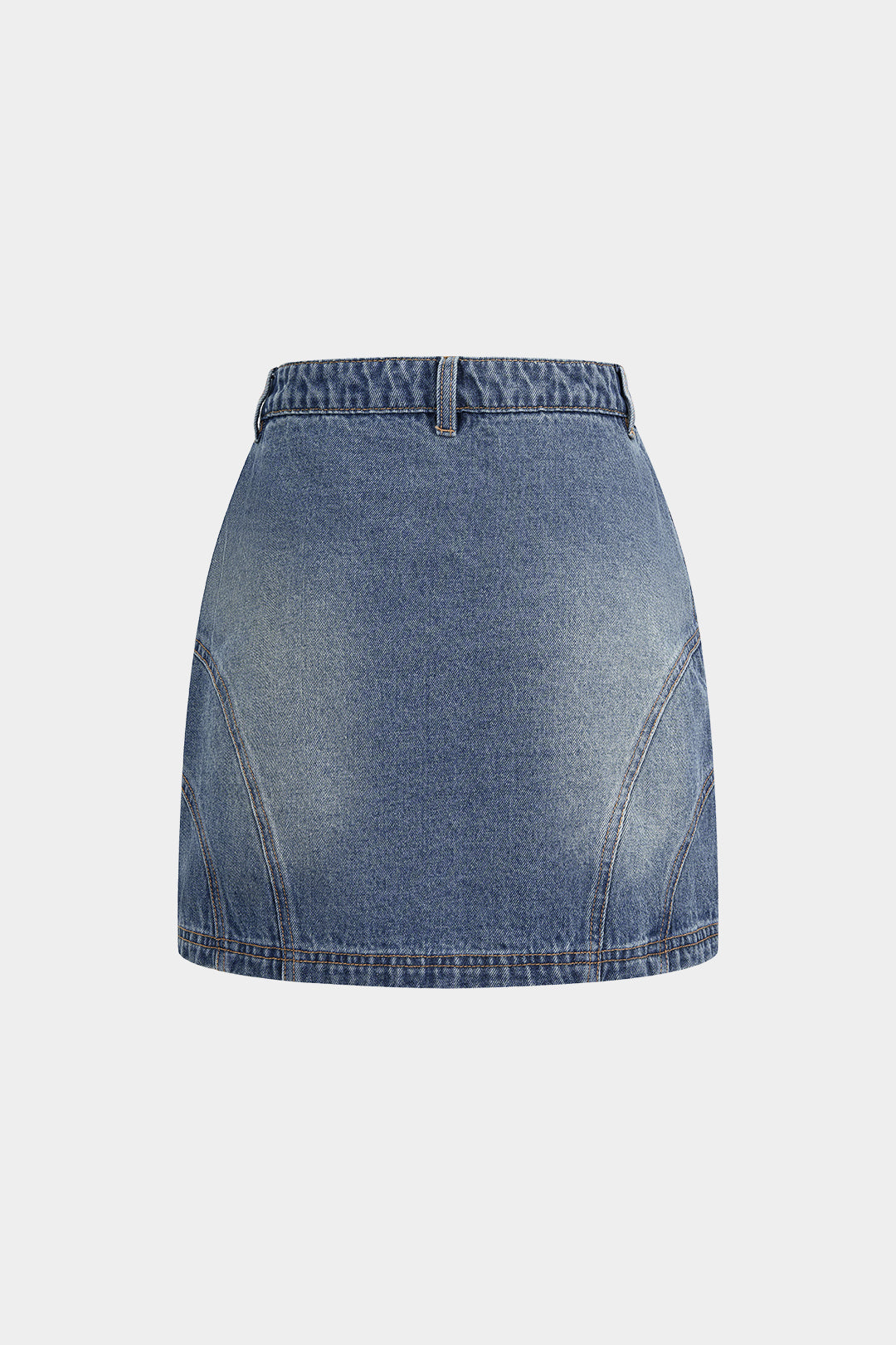Jeansrock mit asymmetrischer Naht und Knopfdetails