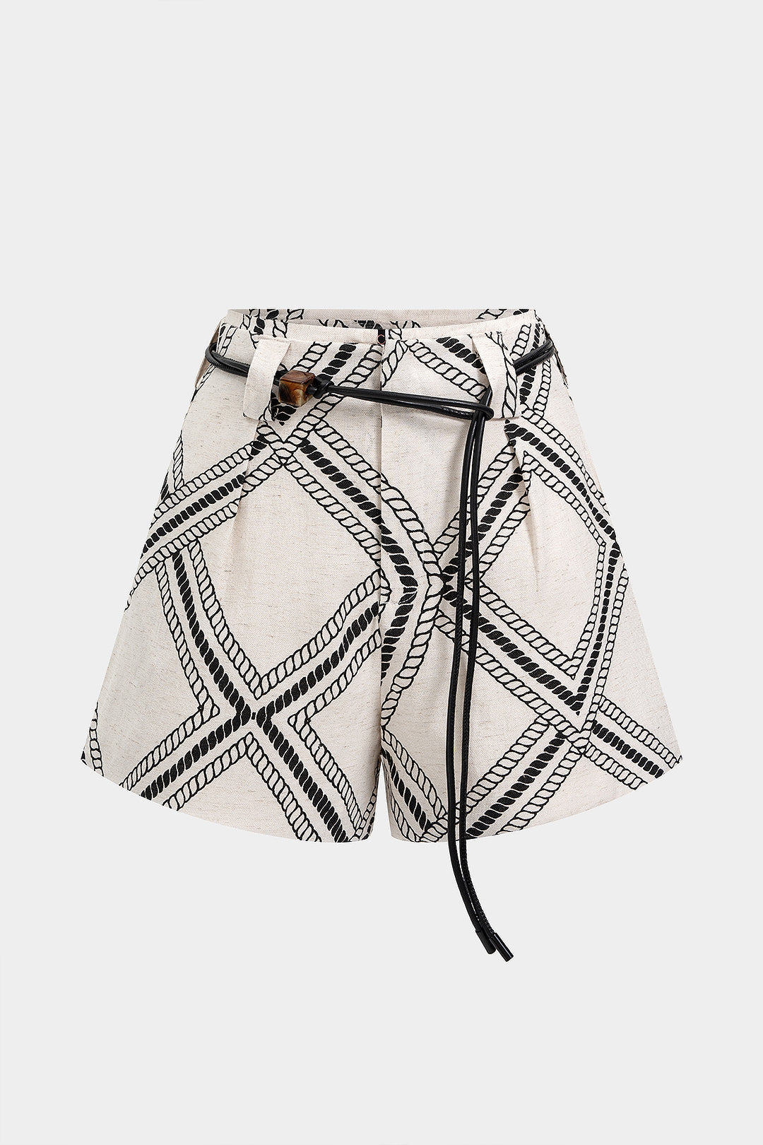 Shorts mit geometrischem Kettendruck und weitem Bein mit Gürtel