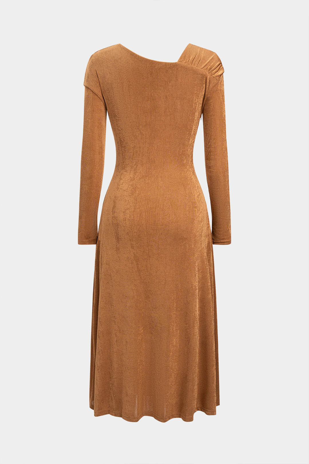 Ruched Asymmetrical Long Sleeve Maxi Dress