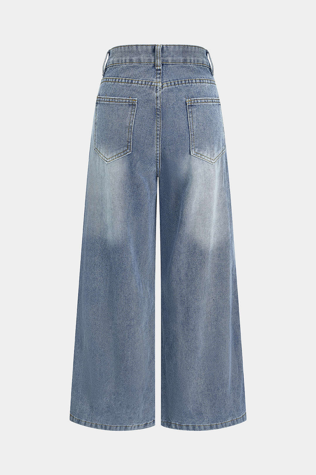 Jean droit en denim avec boutons et poches zippées