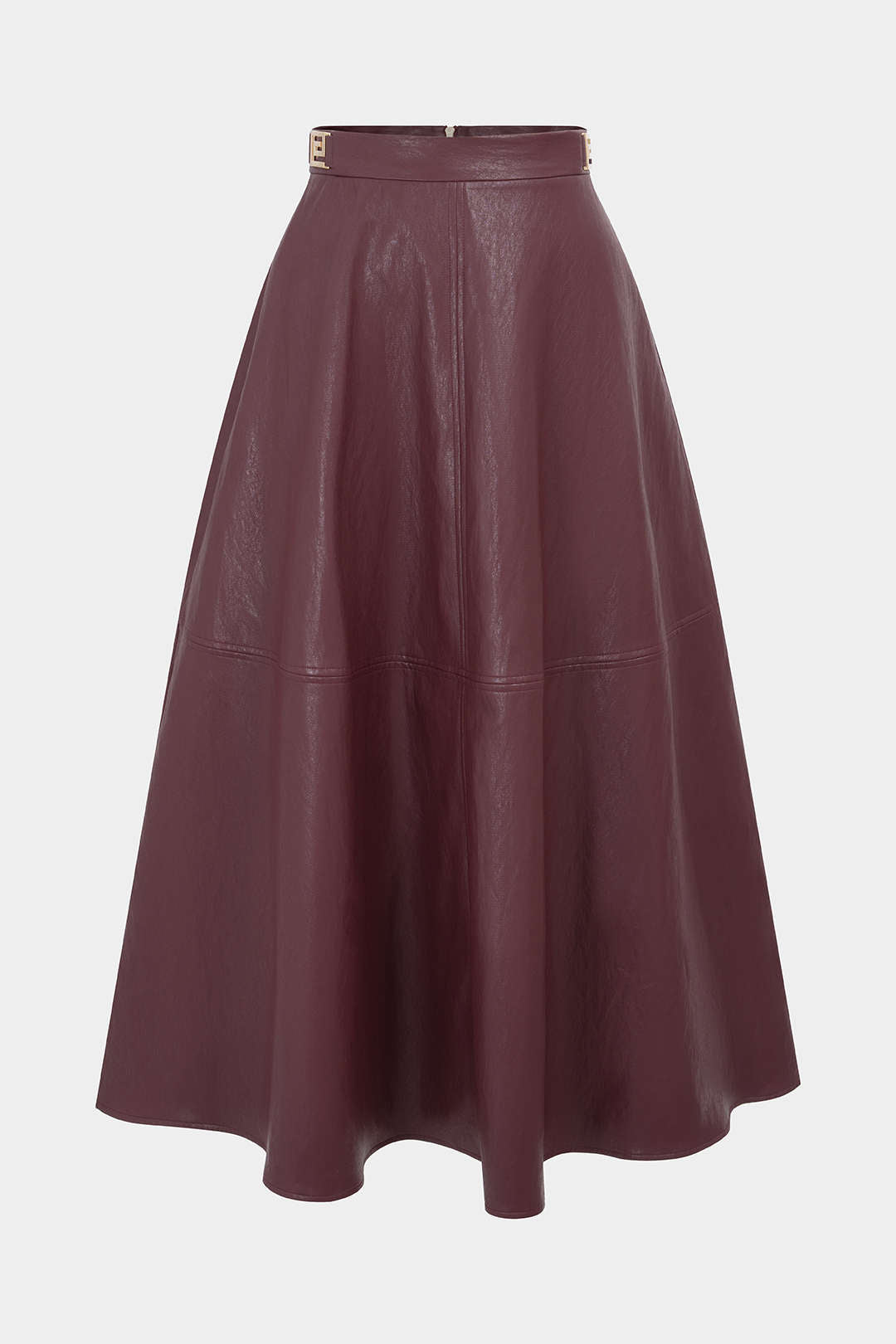 Faux Leather Metallic Belted Skirt