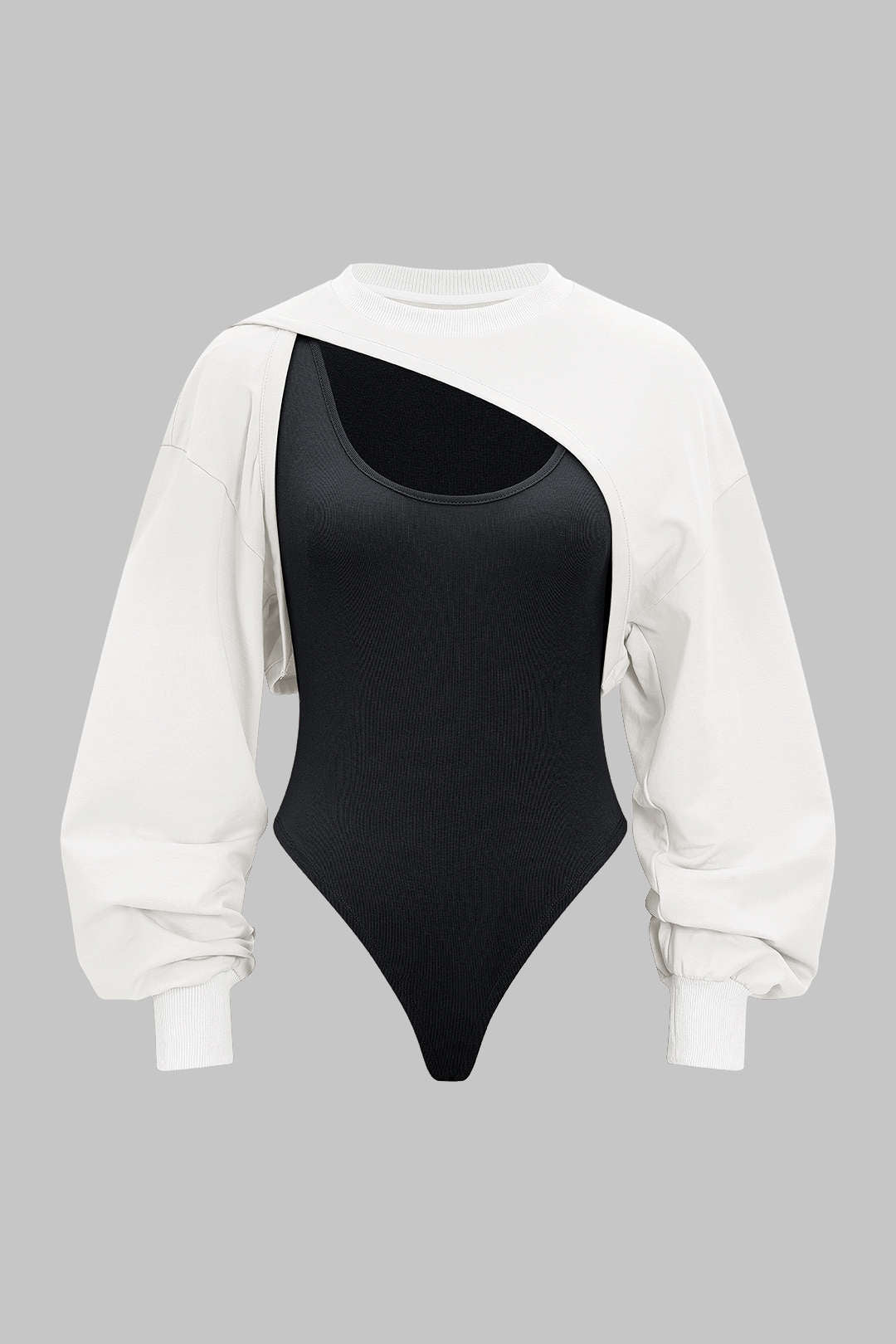 Contrast Two-Piece Long Sleeve Bodysuit