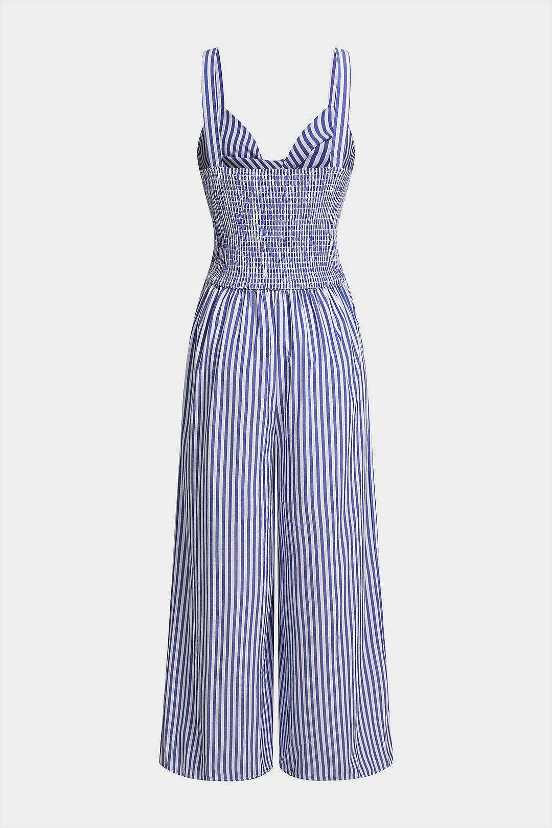 Gestreifter V-Ausschnitt Jumpsuit mit Twist-Knoten und Cut-Outs ohne Ärmel