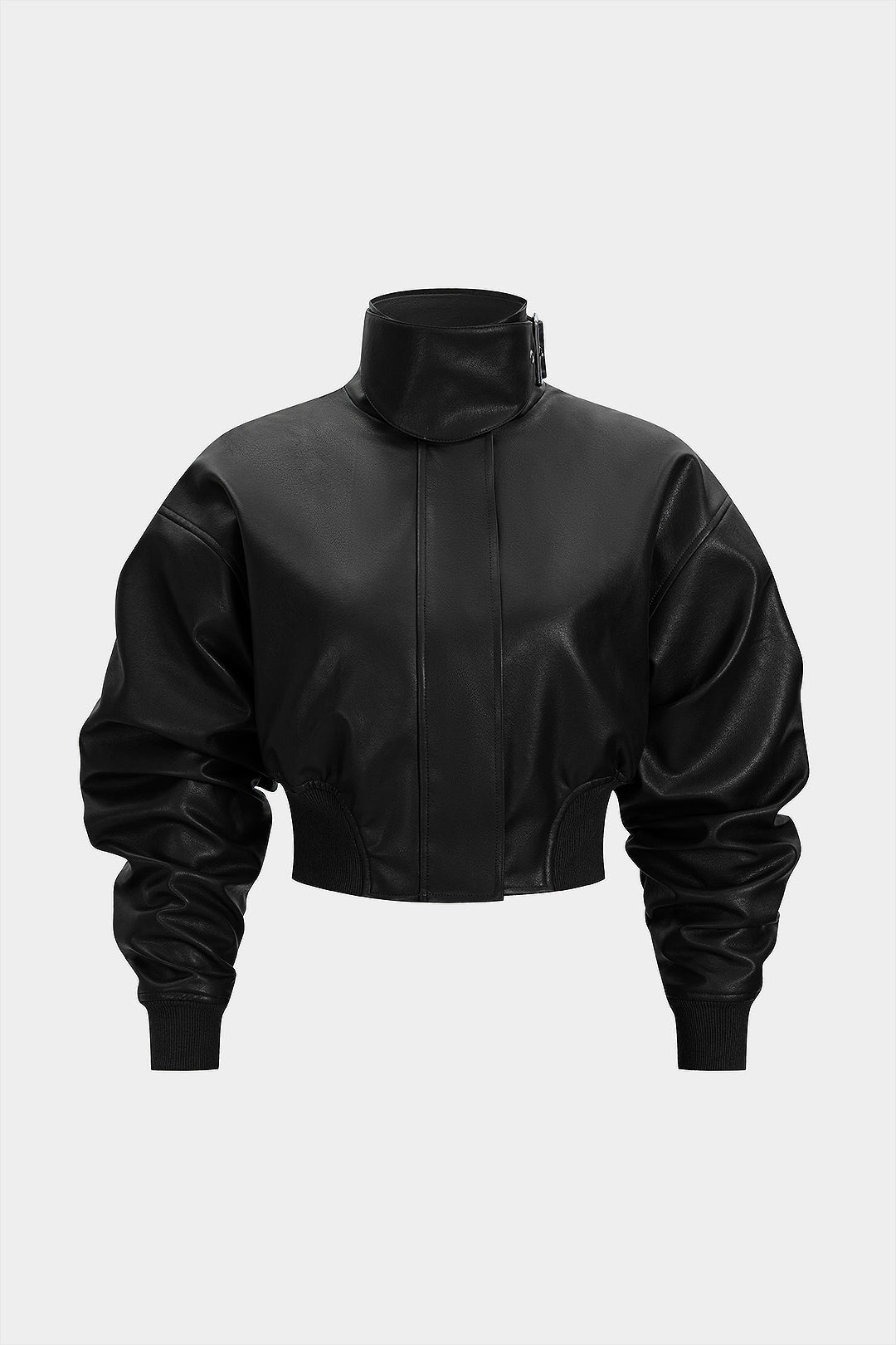 Kunstleder Stehkragen Reißverschlussjacke