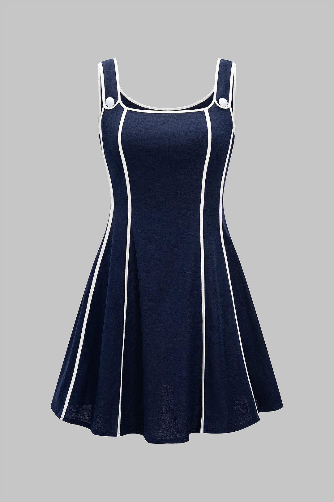 Linen Contrast Binding Slip Sleeveless Mini Dress