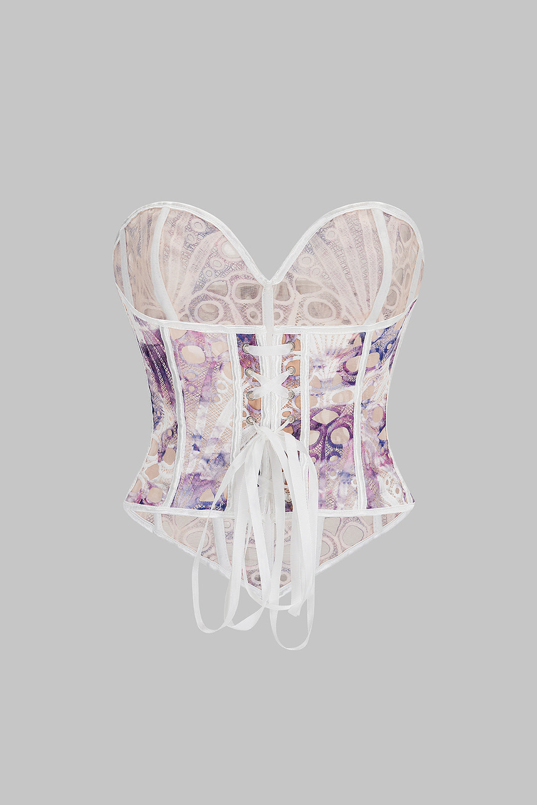 Mesh Hollow Out Corset Tie Back Tube Top