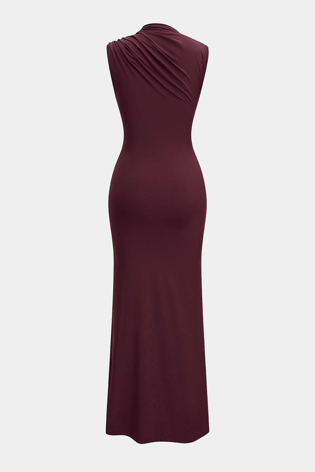 Robe longue maxi plissée sans manches décor métallisé