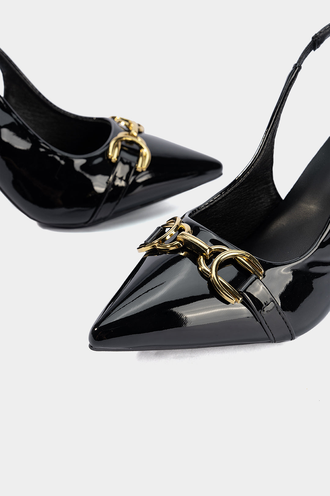 Metallic Buckle Pointed Heels