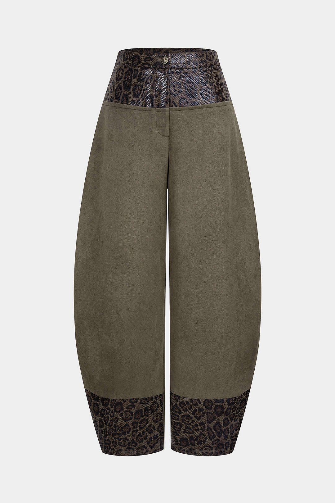Leopardenmuster Schlangenlederimitat Wildleder-Patchwork Hose mit weitem Bein