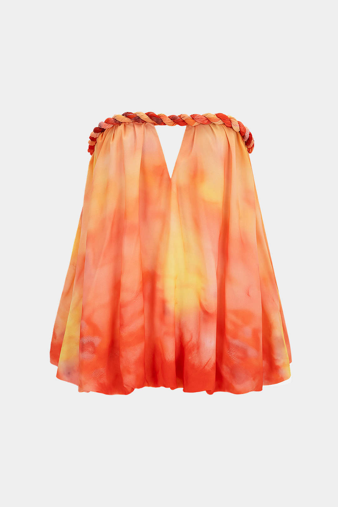 Tie Dye Print Chiffon Cut Out Twist Knot Tube Top