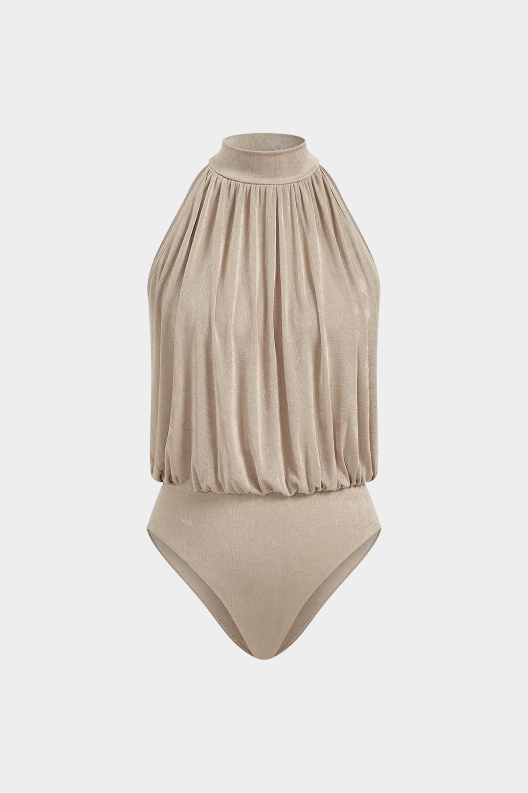 Mock Neck Ruched Sleeveless Bodysuit