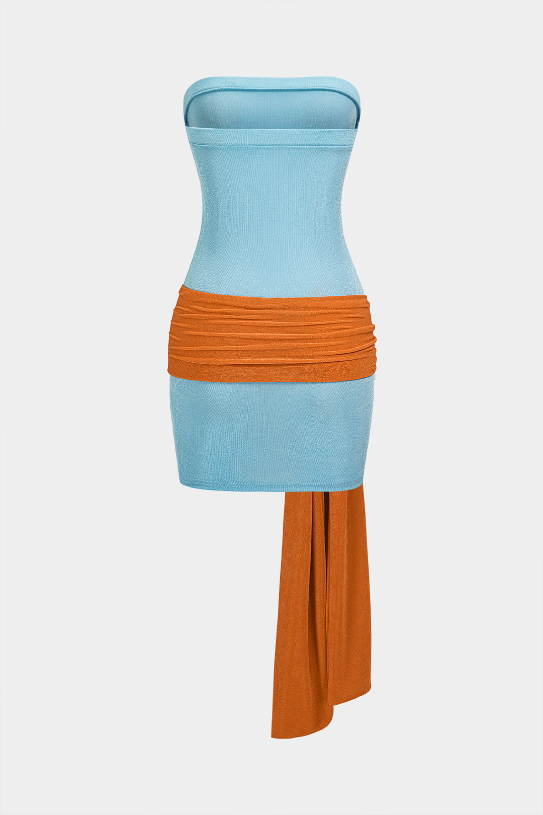 Contrast Knotted Strapless Sleeveless Mini Dress