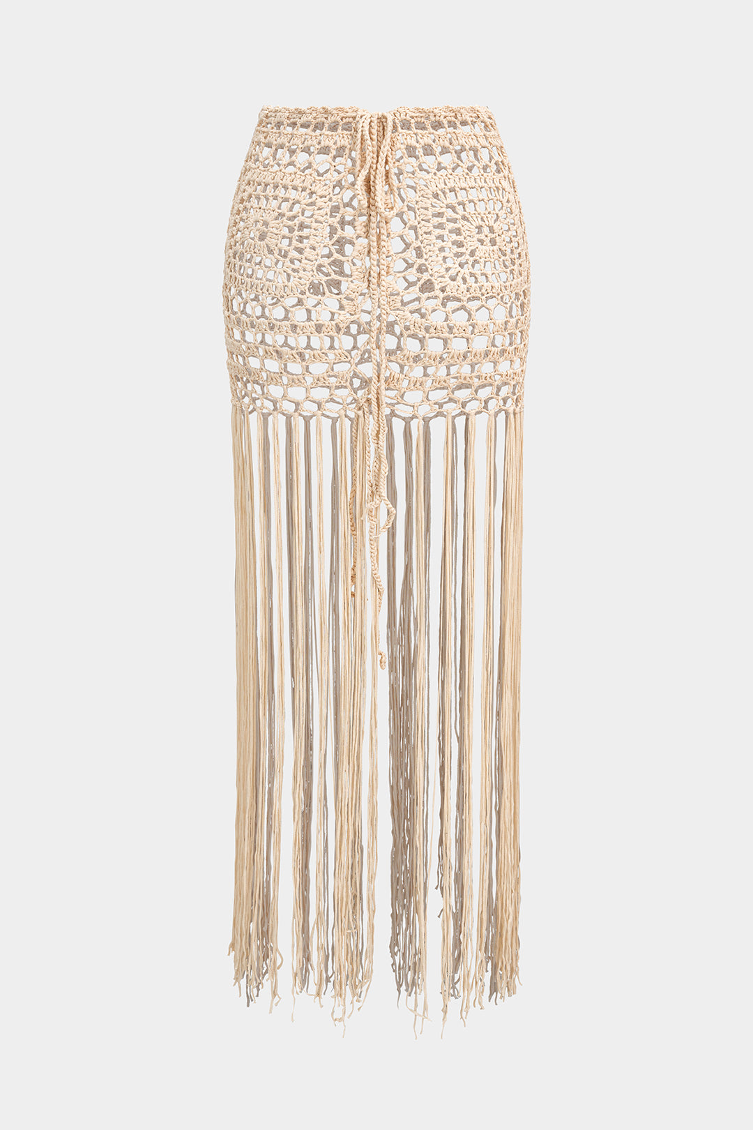 Jupe en crochet ajourée à franges