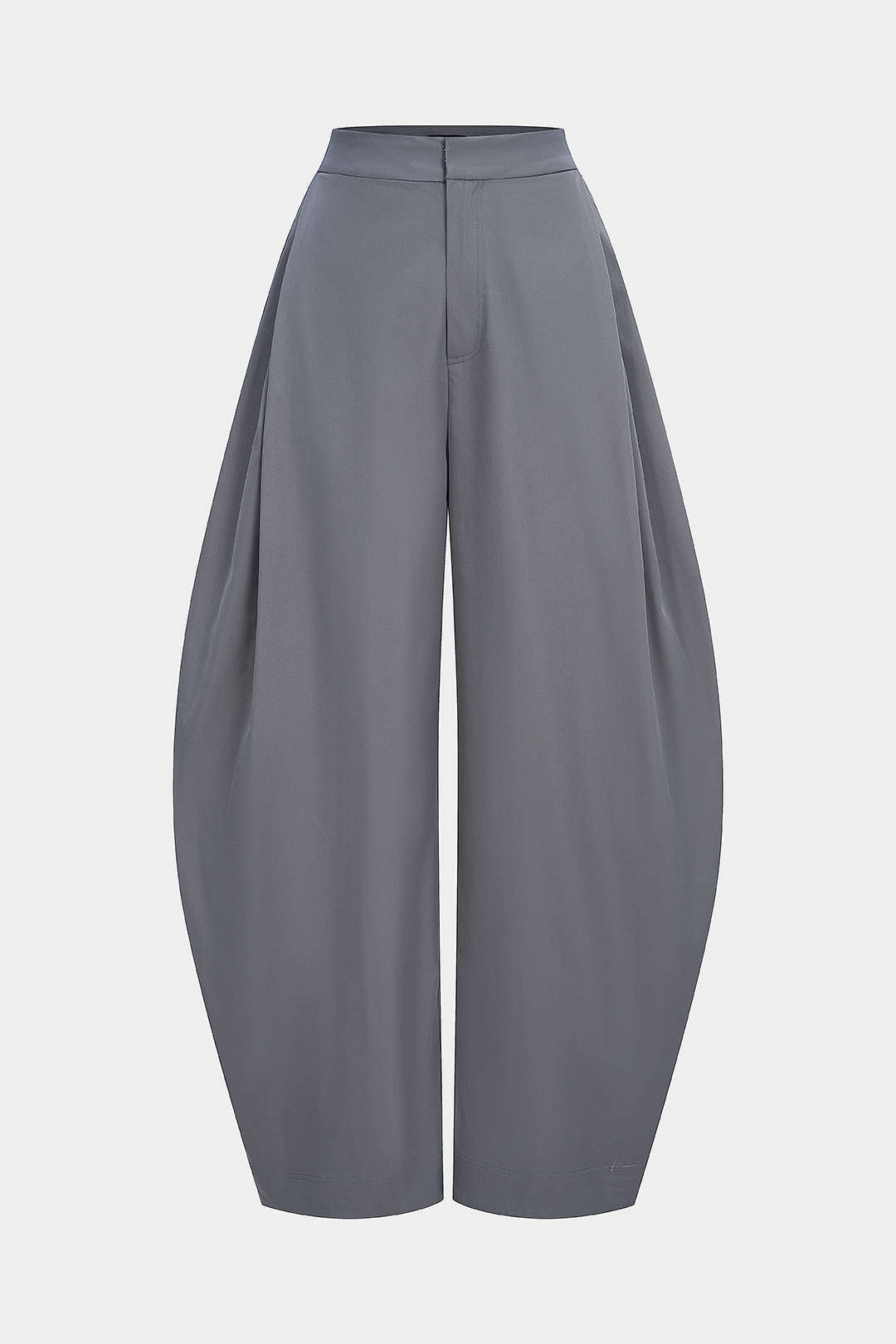 Einfarbige geraffte Hose mit Reißverschluss und hoher Taille