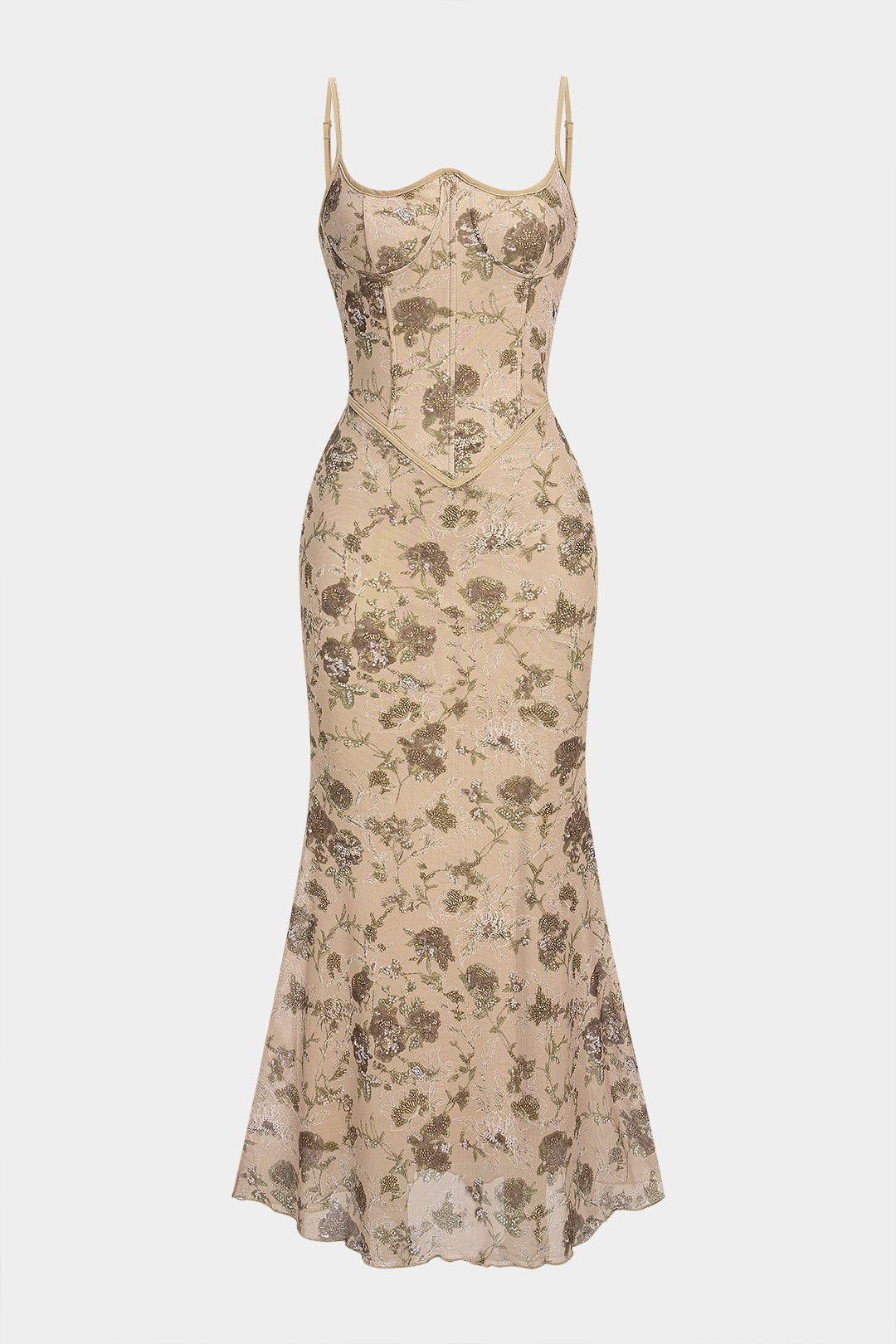Maxikleid mit Blumenmuster, Rückenschnürung und Cut-Outs, ärmellos