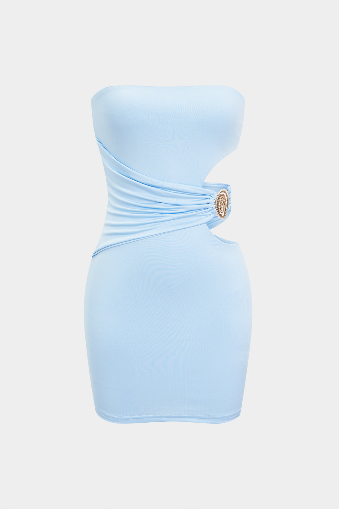 Asymmetrisches, ärmelloses trägerloses Minikleid mit Cut-Outs
